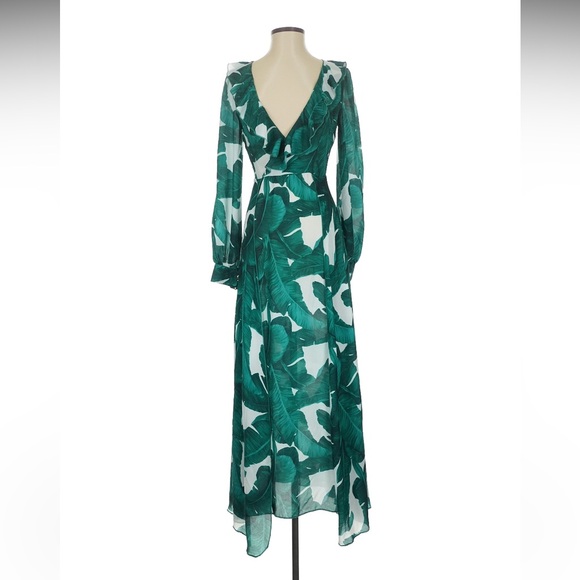 Miss Ord Dresses & Skirts - Miss Ord Elegant Green Leaf Print Maxi Dress